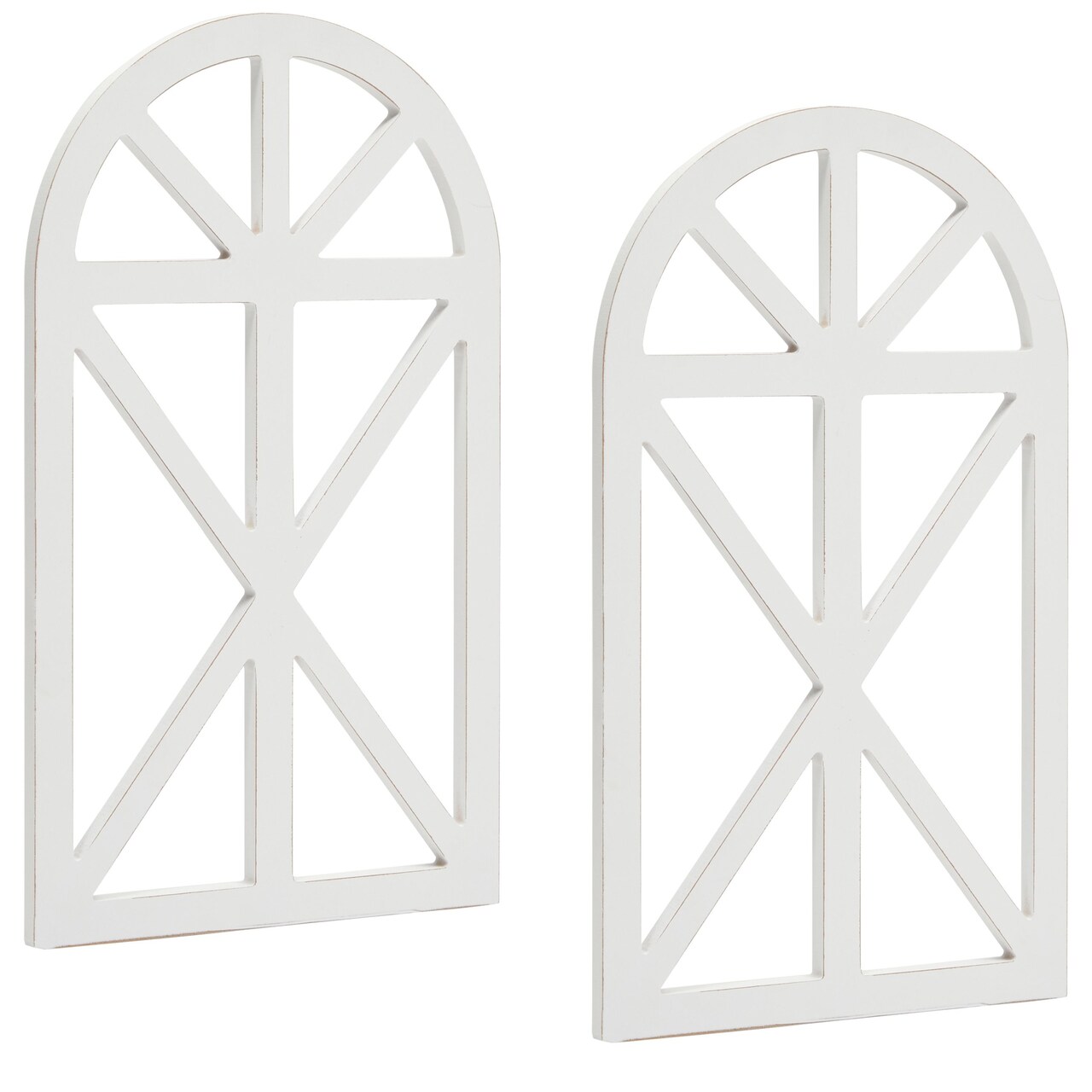 Rustic Wood Arch Wall Decor, Hanging Farmhouse Window Frame (9 x 16 In, 2 Pack)